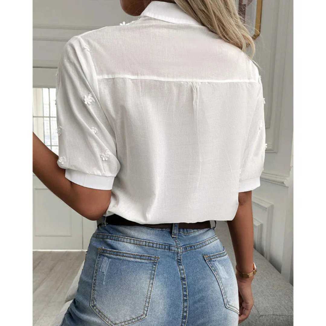 Camicetta Elegante Ricamata Da Donna | Maniche Corte